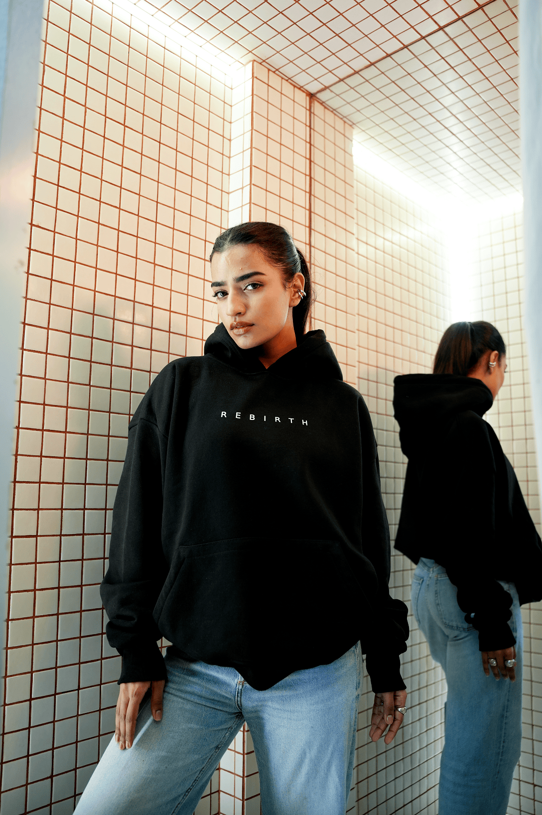 Rebirth Oversized Hoodie – Black