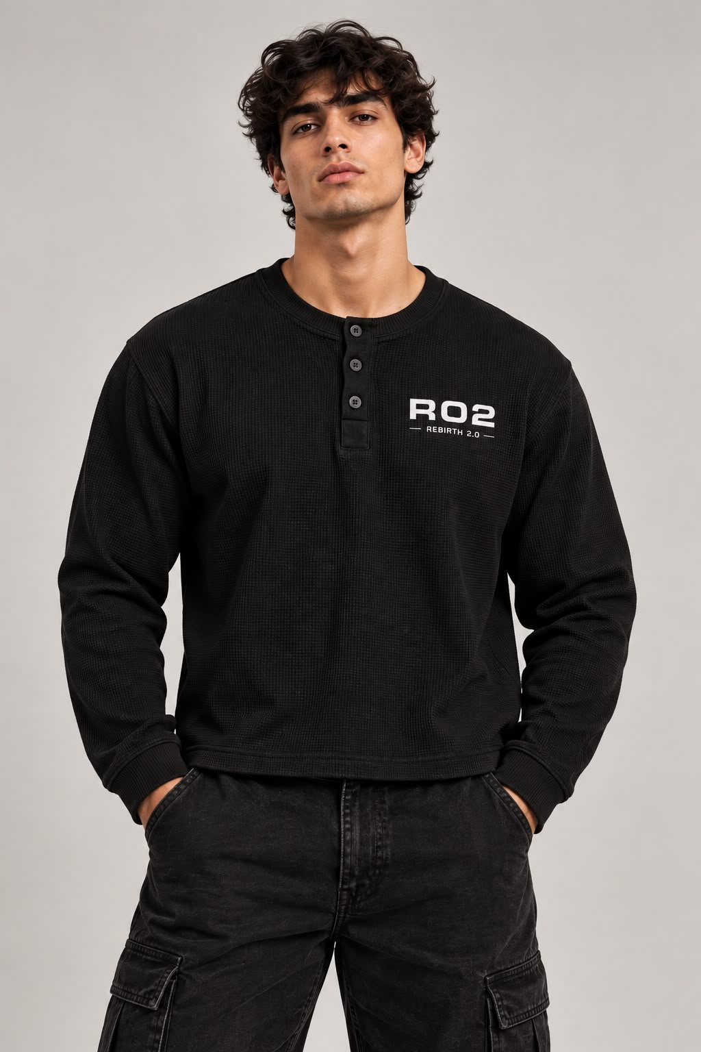 IAM1 Rebirth 2.0 Waffle Henley Tee