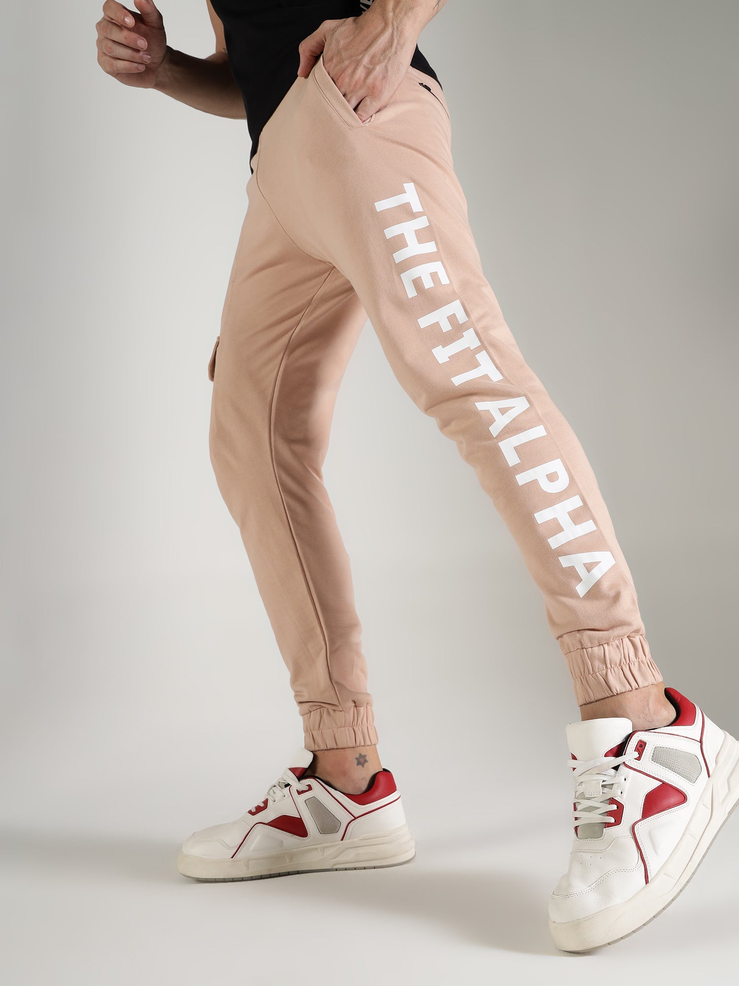 Cotton Terry Men's Joggers - Peach - IAM 1 Enterprises LLP