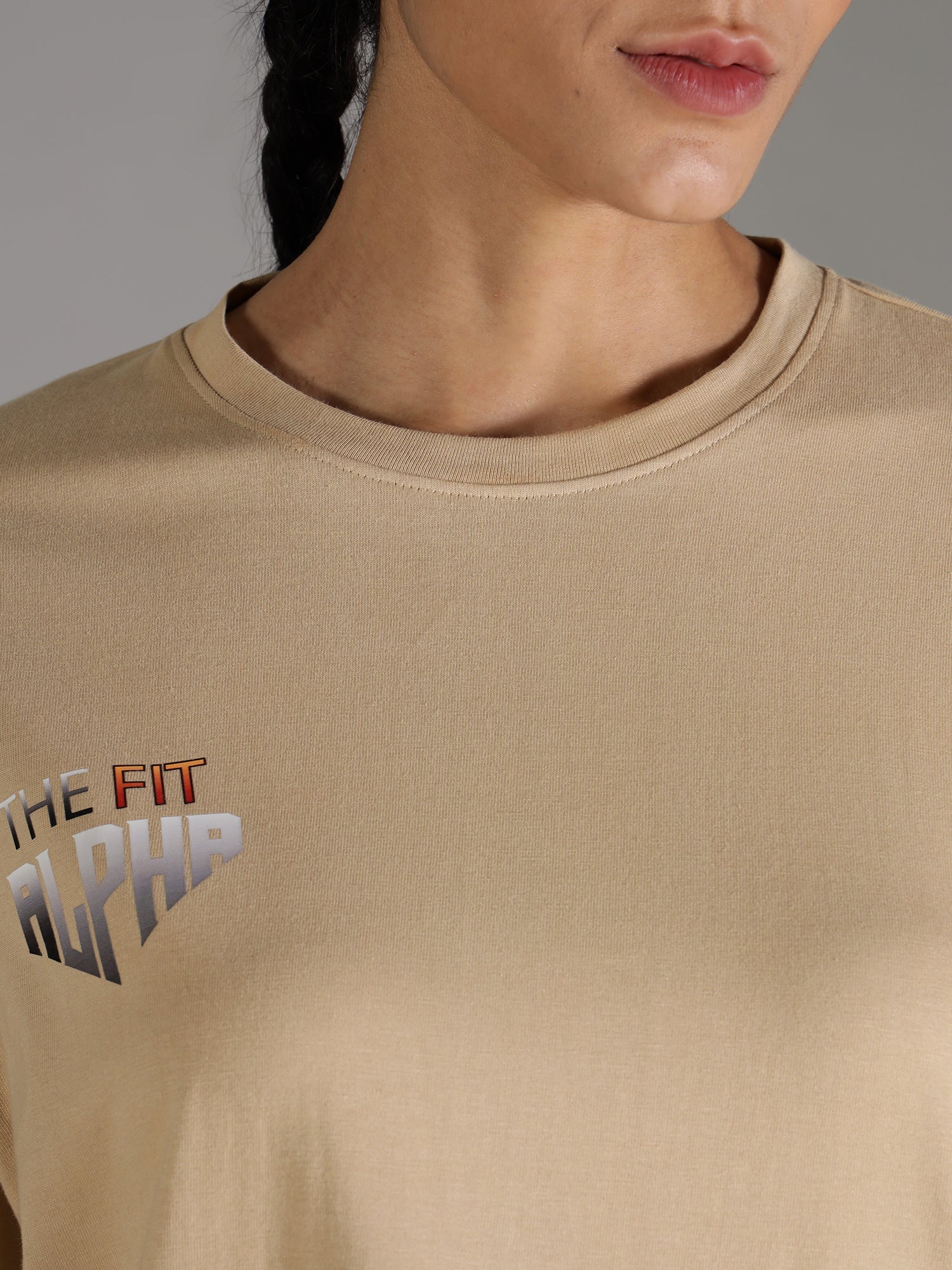 One Alpha Comfort Tee For Women - Beige - IAM 1 Enterprises LLP