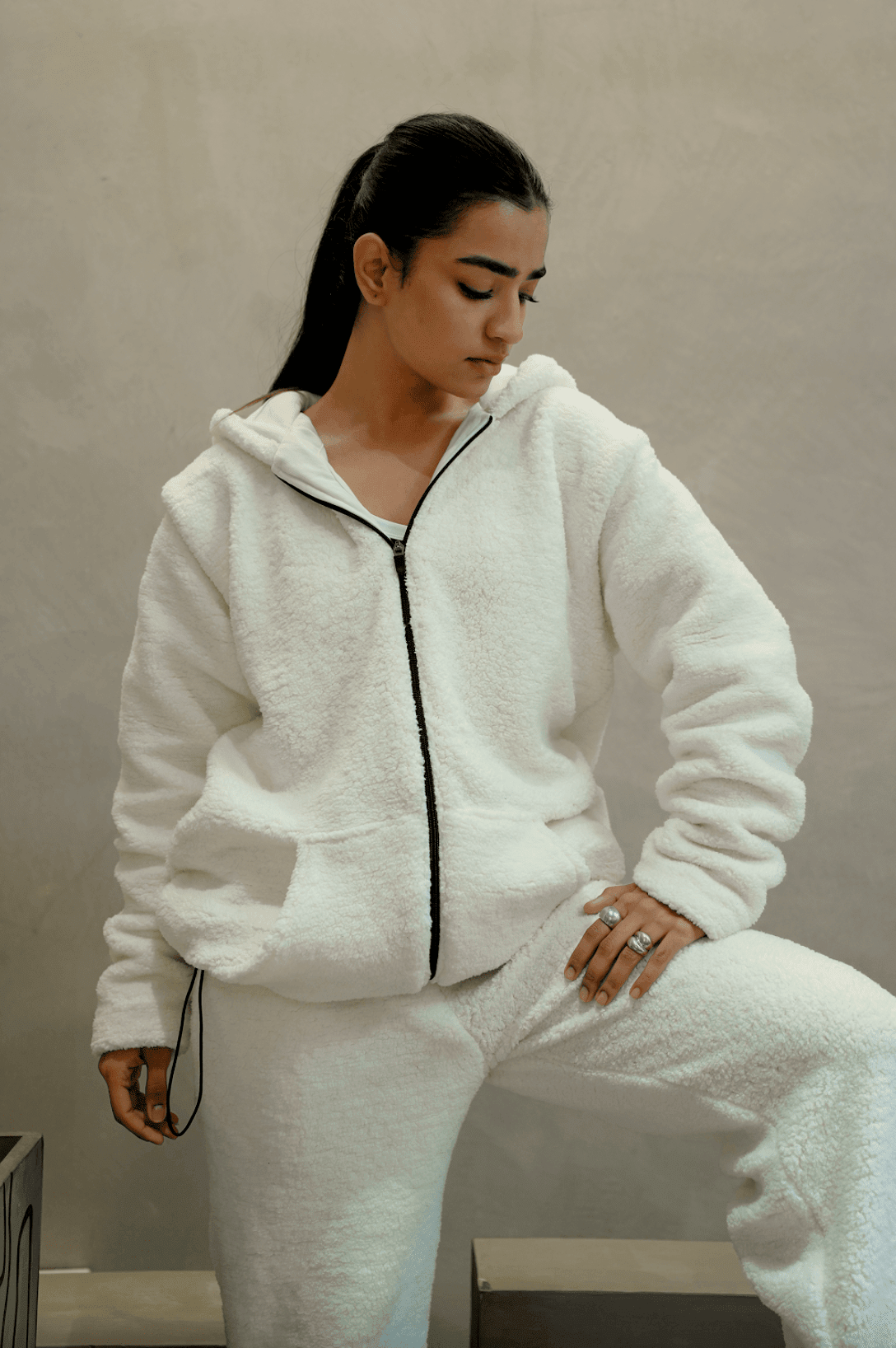 Sherpa Winter Co - ord Set Women’s – White - IAM1 Club