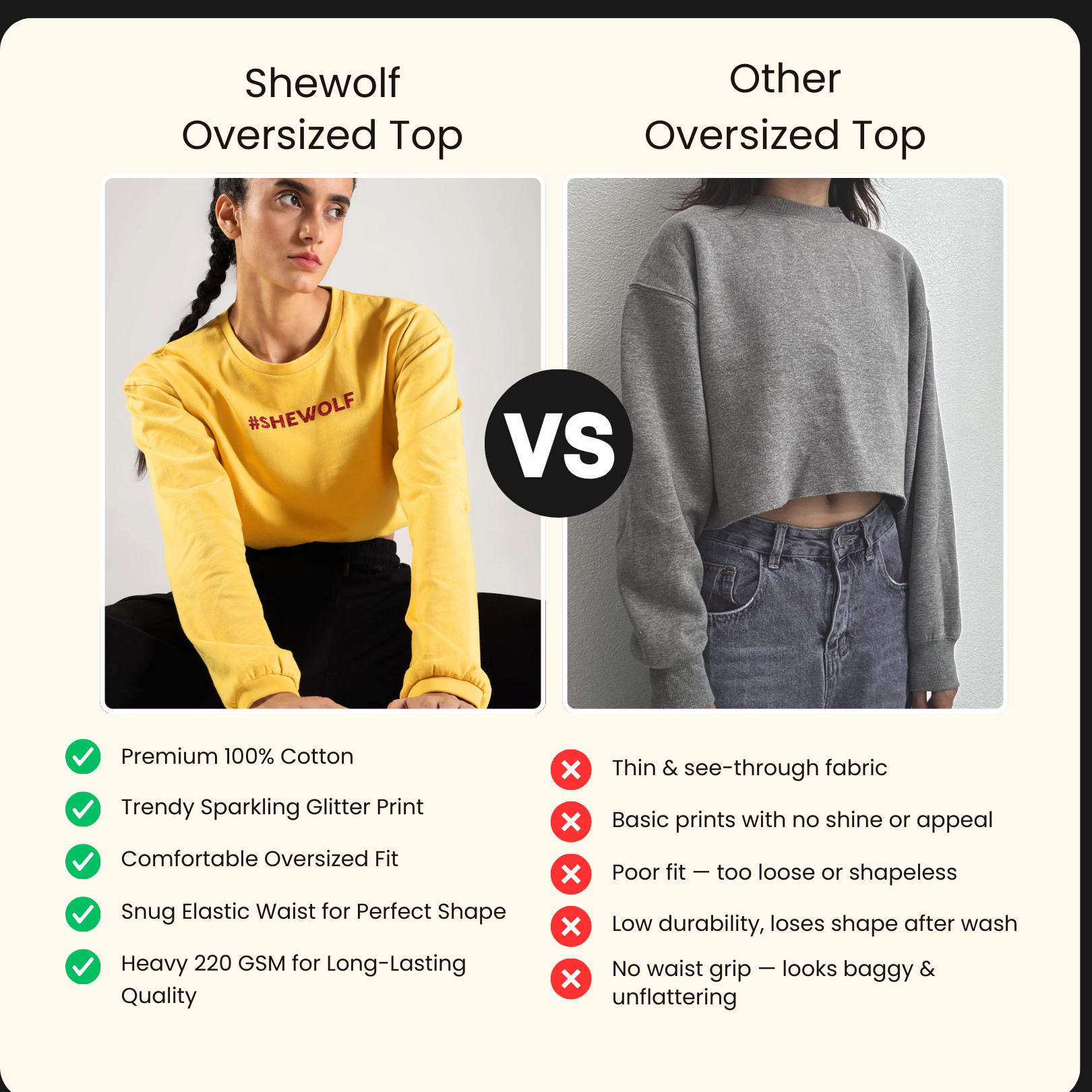 Shewolf Oversized Top - Yellow
