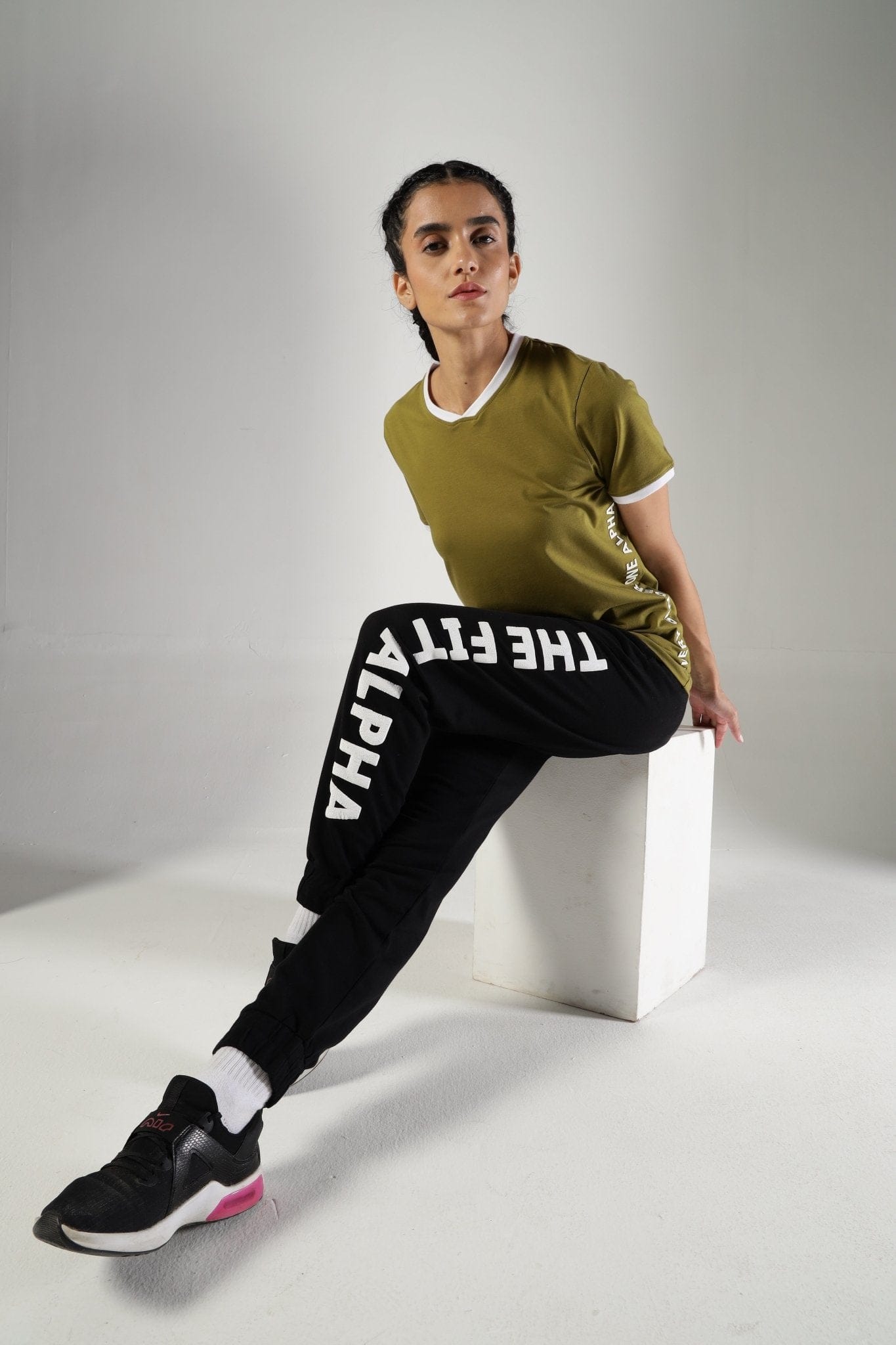 Cotton Terry Women Joggers - Black - IAM1 Club