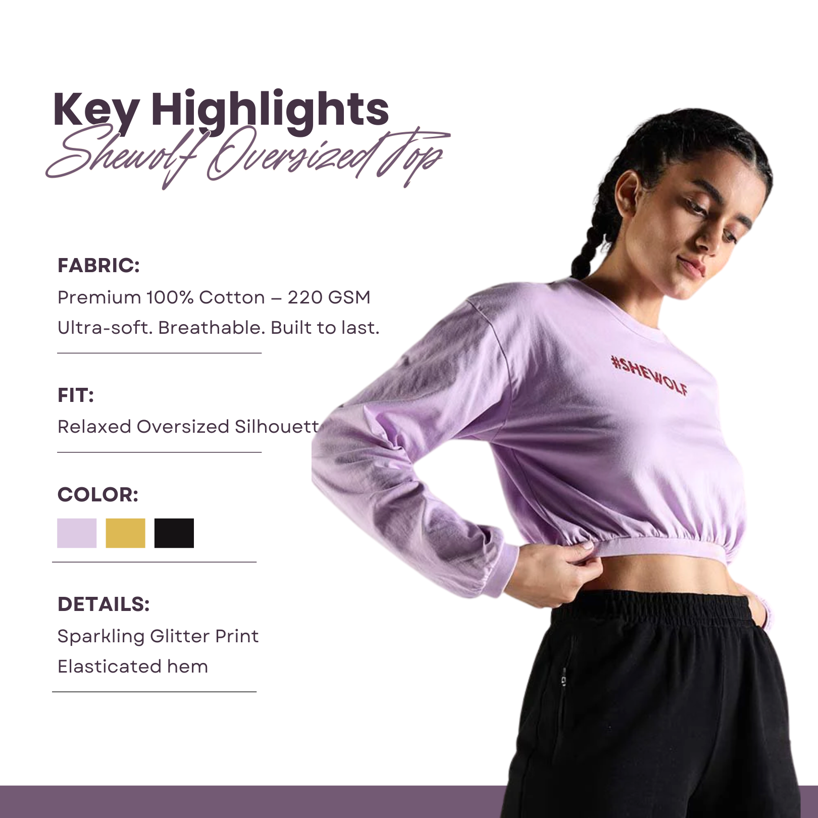 Shewolf Oversized Top - Lavender