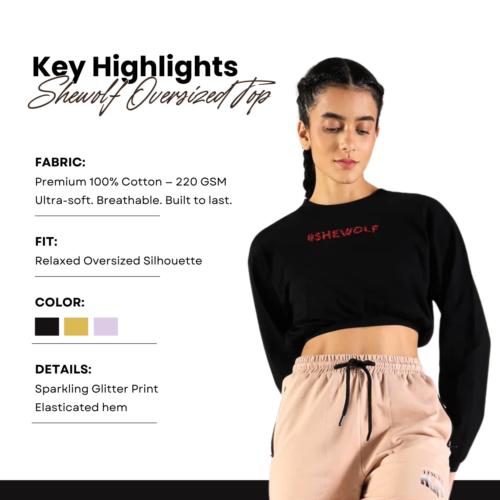 Shewolf Oversized Top - Black