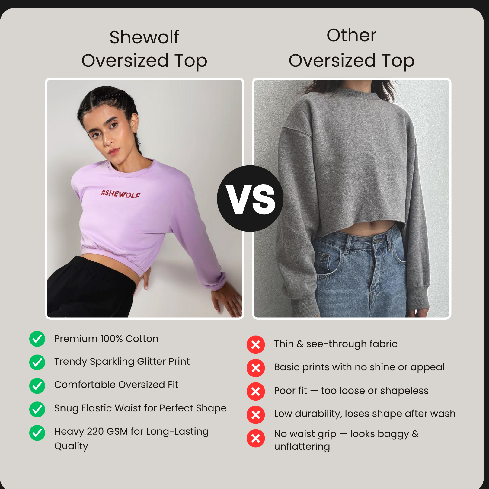 Shewolf Oversized Top - Lavender