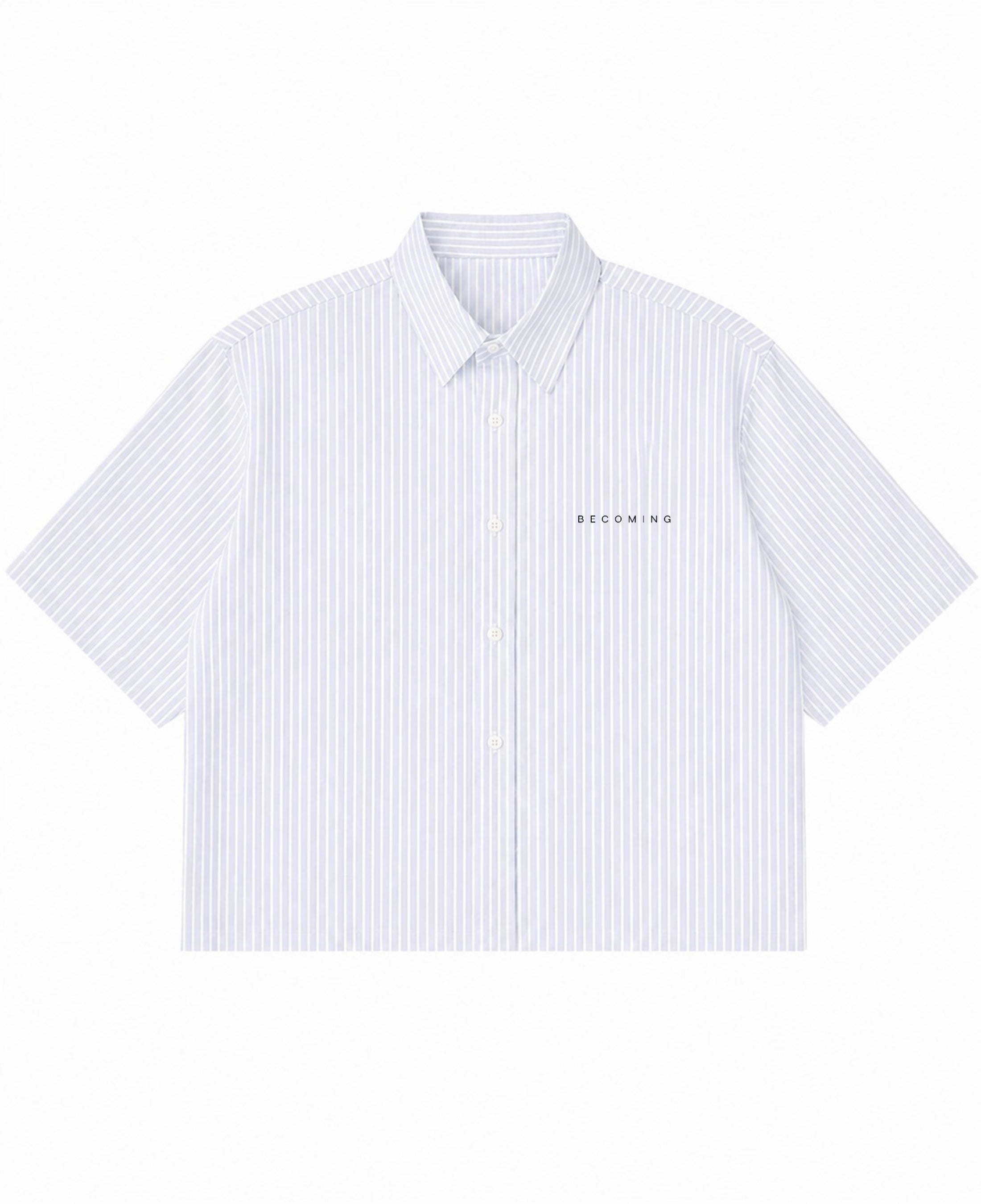 Blue Striped Oxford Boxy Shirt Front Design