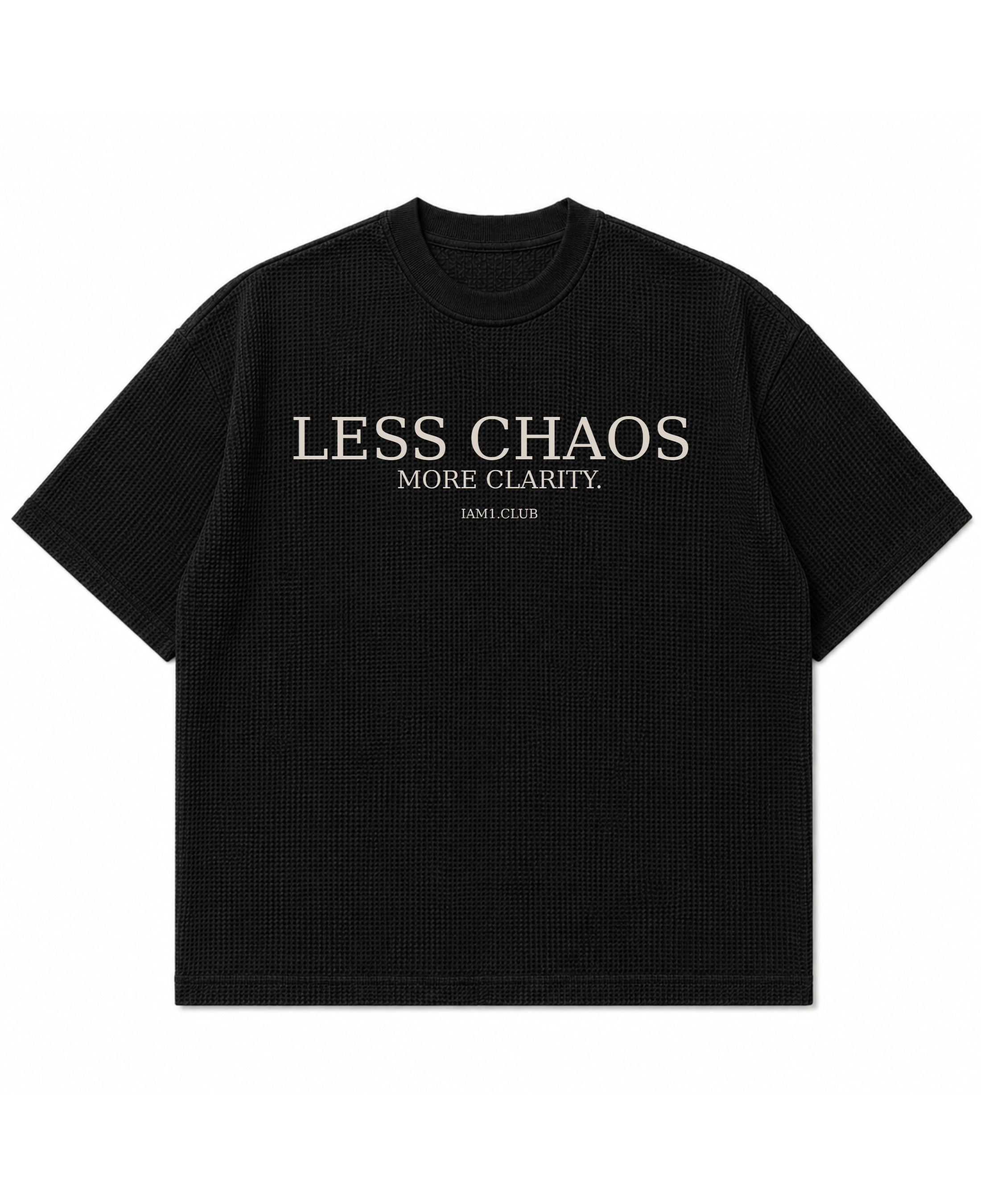 Black waffle boxy fit Front Design