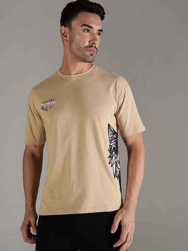 One Alpha Comfort Tee For Men - Beige - IAM 1 Enterprises LLP
