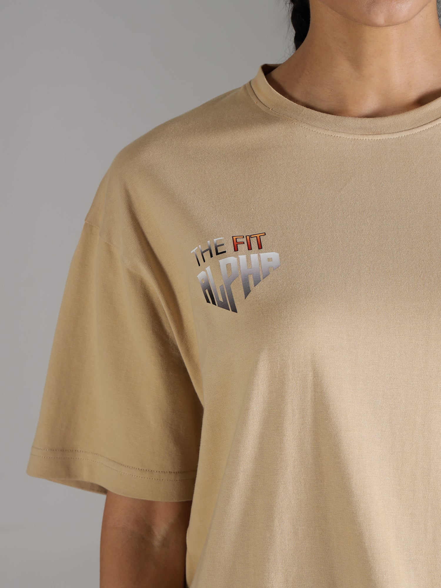 One Alpha Comfort Tee For Women - Beige - IAM 1 Enterprises LLP