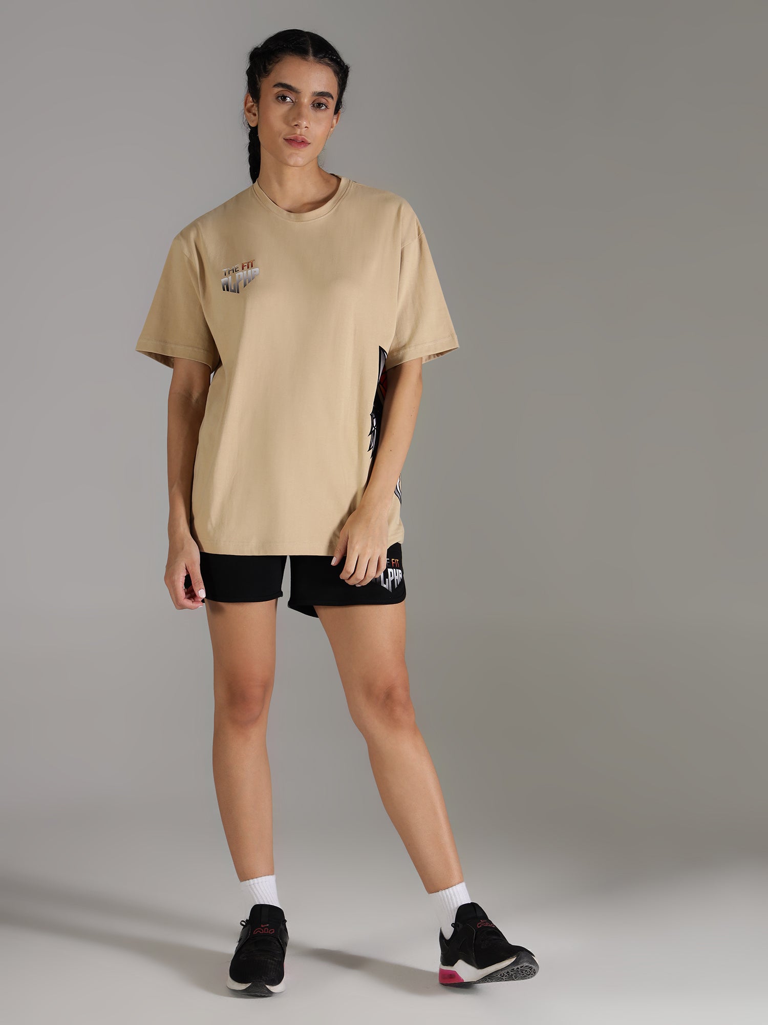 One Alpha Comfort Tee For Women - Beige - IAM 1 Enterprises LLP