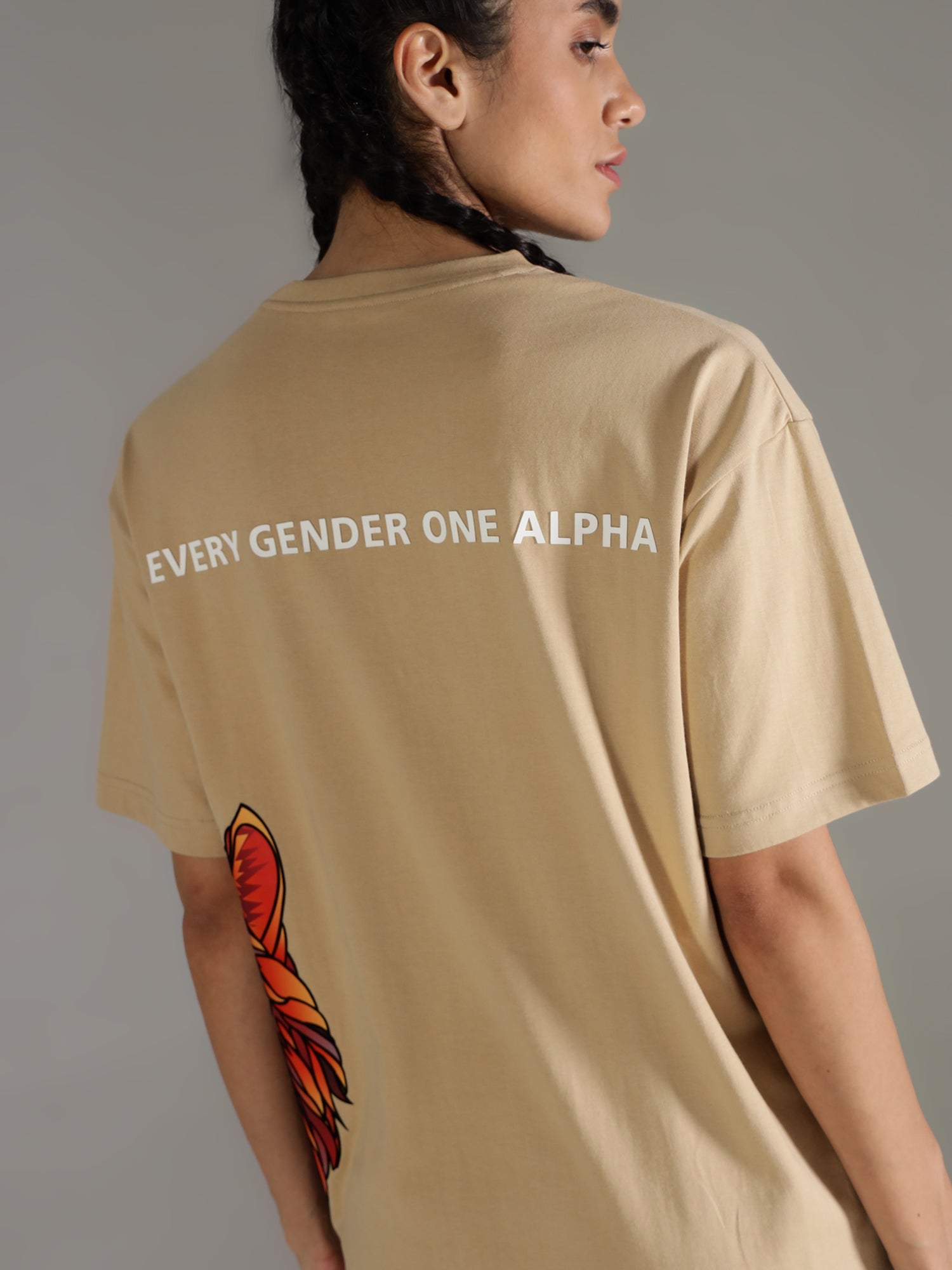One Alpha Comfort Tee For Women - Beige - IAM 1 Enterprises LLP