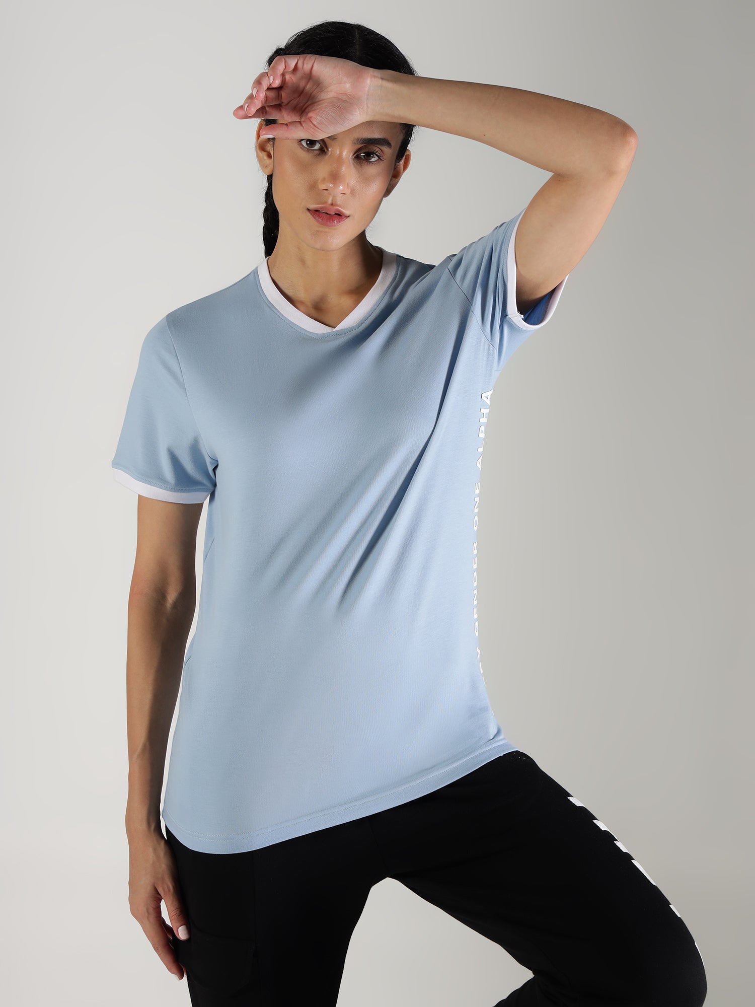 One Alpha Women Tee - Sky Blue - IAM 1 Enterprises LLP