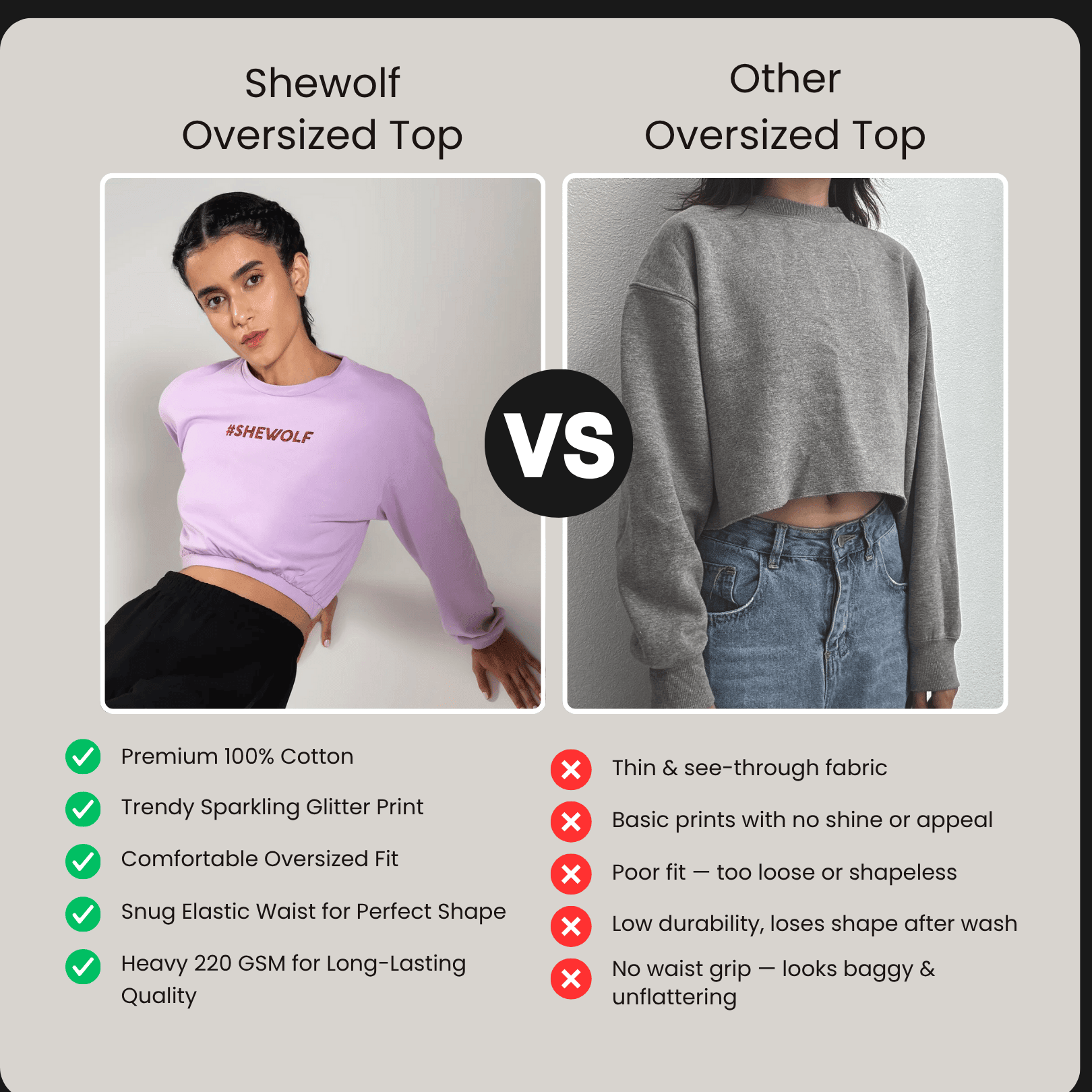 Shewolf Oversized Top - Lavender - IAM1 Club