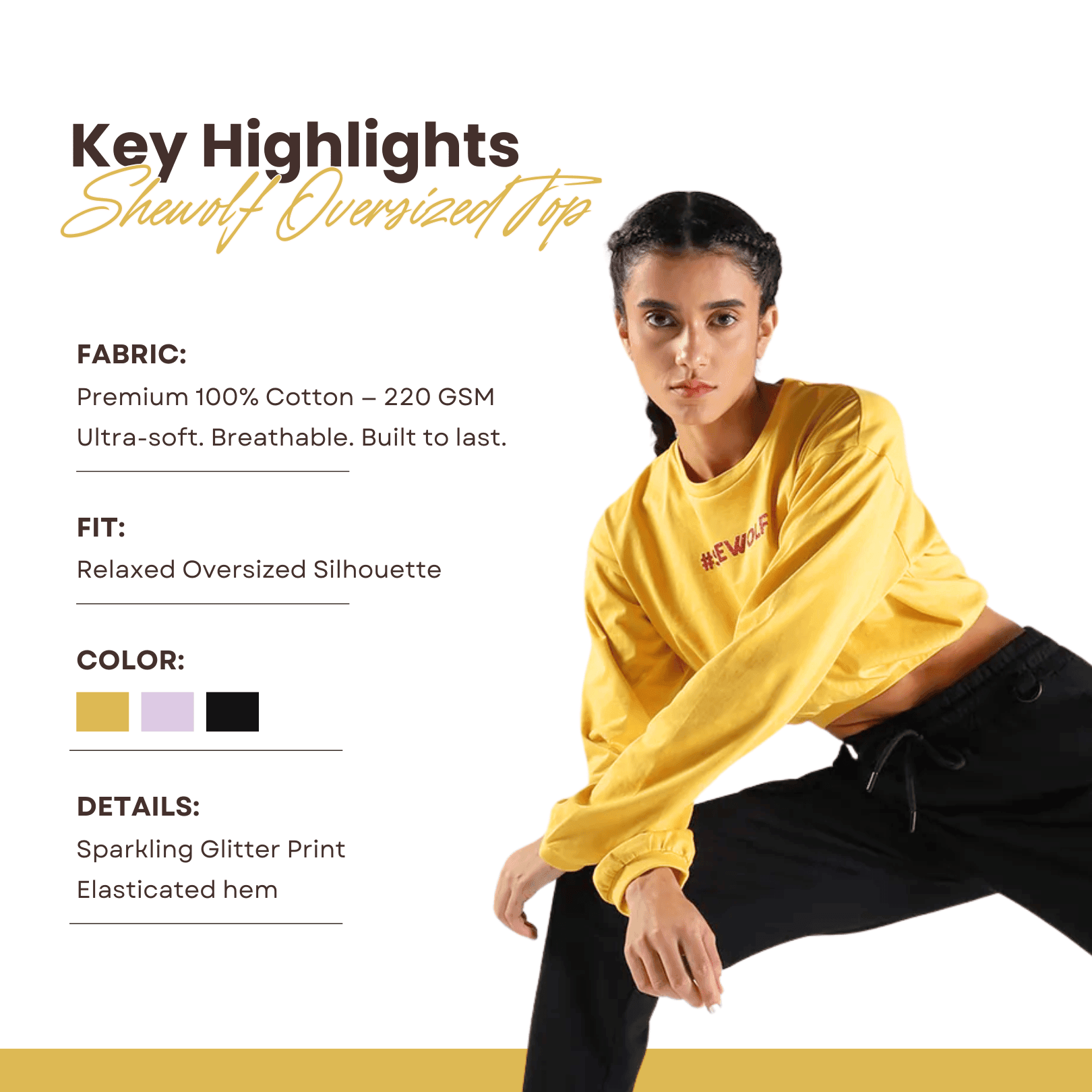 Shewolf Oversized Top - Yellow - IAM1 Club